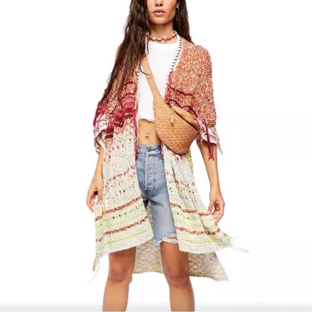 Free People Skies the Limit Multicolor Knit Cardigan